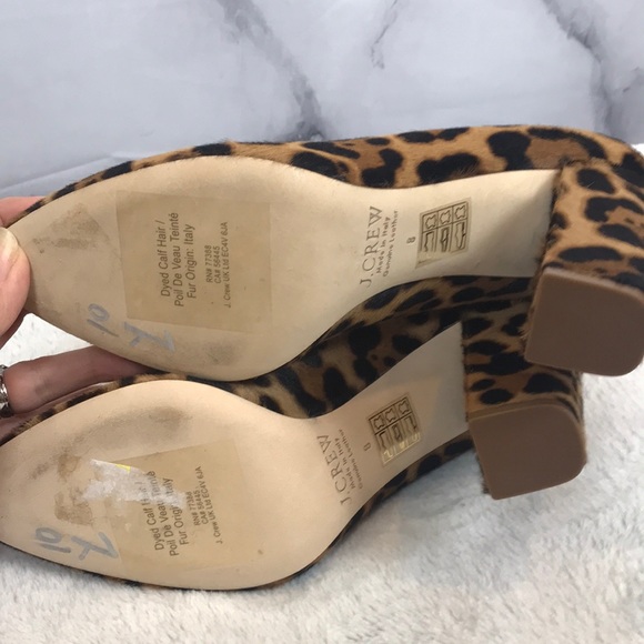 J Crew calf hair leopard print Leather block heel - Picture 5 of 7